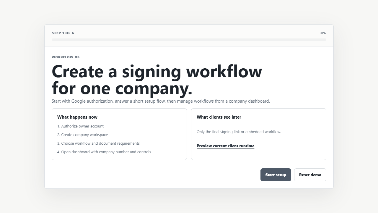 A workflow system product screen